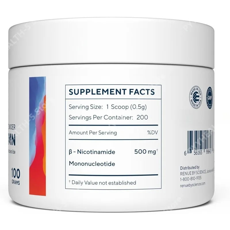 NMN 100g Powder: Pure β-Nicotinamide Powder (Supports Fast Dissolve, Vegan NAD+ Levels & Cellular Energy)