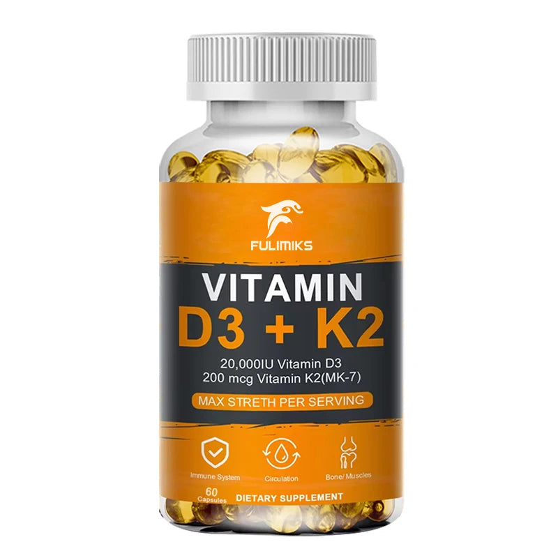 Vitamin D3 K2 Capsule:  20,000 IU (Strong Dosage)