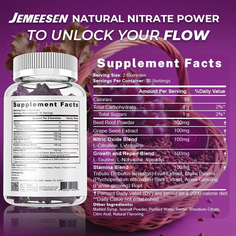 Super-Beet Root Gummies ( Beetroot, L-Citruline, Arginine )