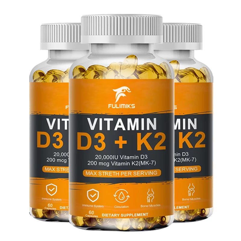 Vitamin D3 K2 Capsule:  20,000 IU (Strong Dosage)