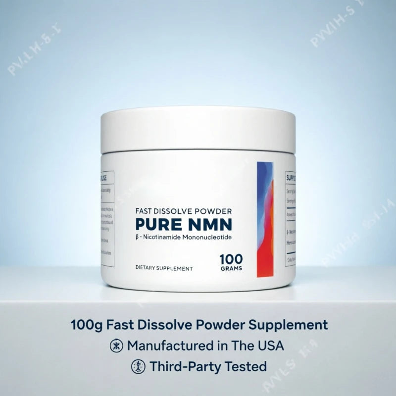 NMN 100g Powder: Pure β-Nicotinamide Powder (Supports Fast Dissolve, Vegan NAD+ Levels & Cellular Energy)