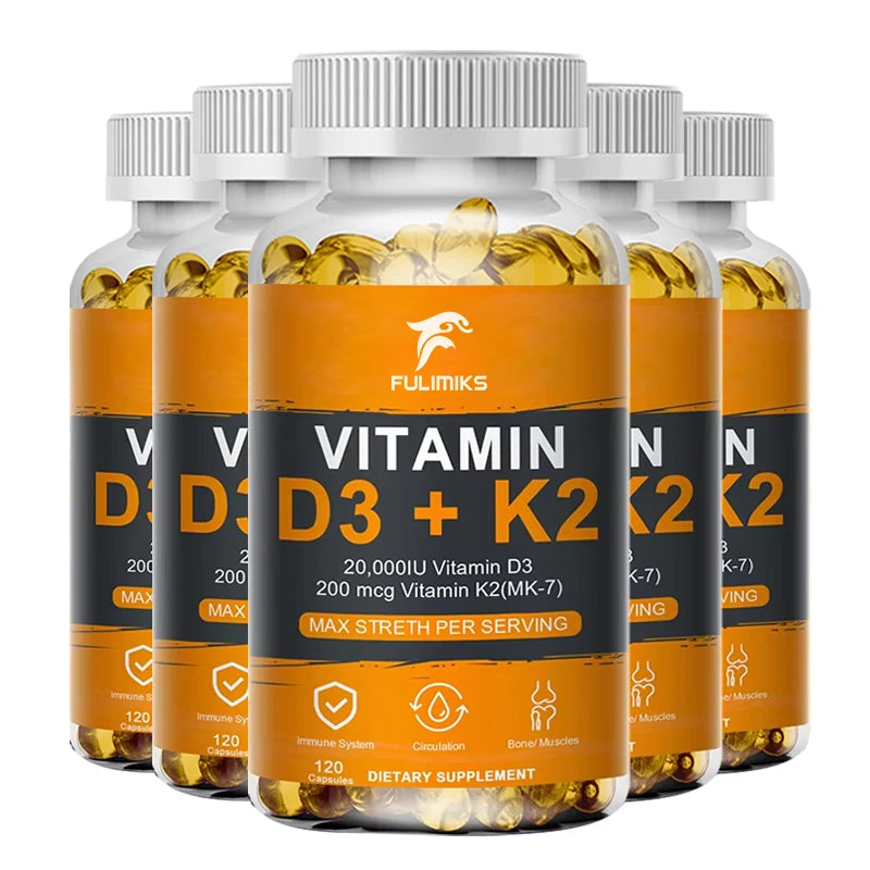 Vitamin D3 K2 Capsule:  20,000 IU (Strong Dosage)
