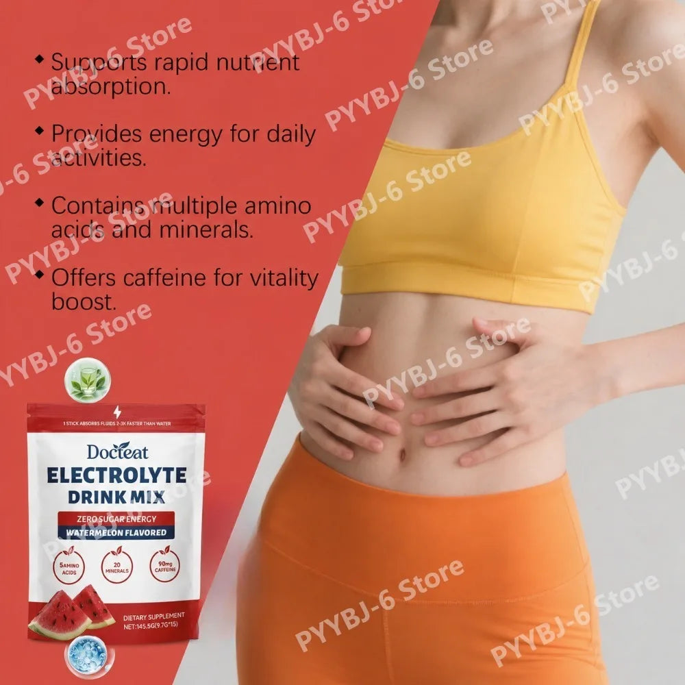 Electrolyte Drink Mix: Watermelon Flavored Zero Sugar Powder (15 Servings).