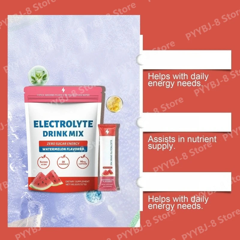 Electrolyte Drink Mix: Zero Sugar with 90mg Caffeine Amino Acids, Minerals, Vitamins