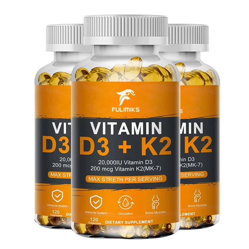 Vitamin D3 K2 Capsule:  20,000 IU (Strong Dosage)
