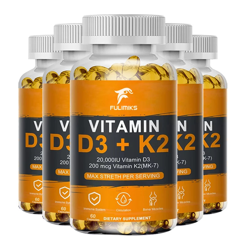 Vitamin D3 K2 Capsule:  20,000 IU (Strong Dosage)