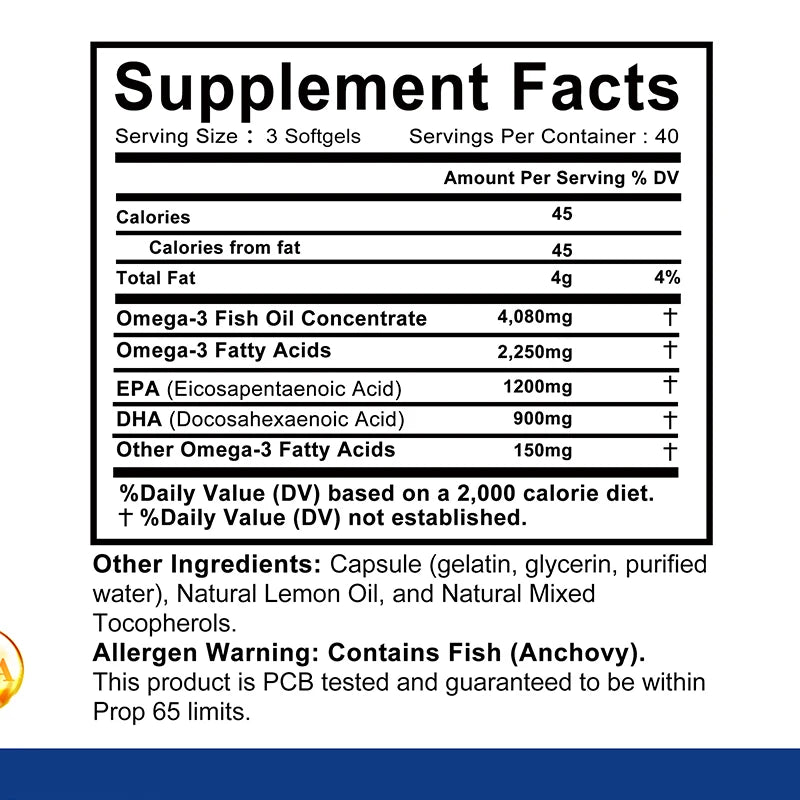 Omega-3 Fish Oil (4080mg total fish oil): High Dosage