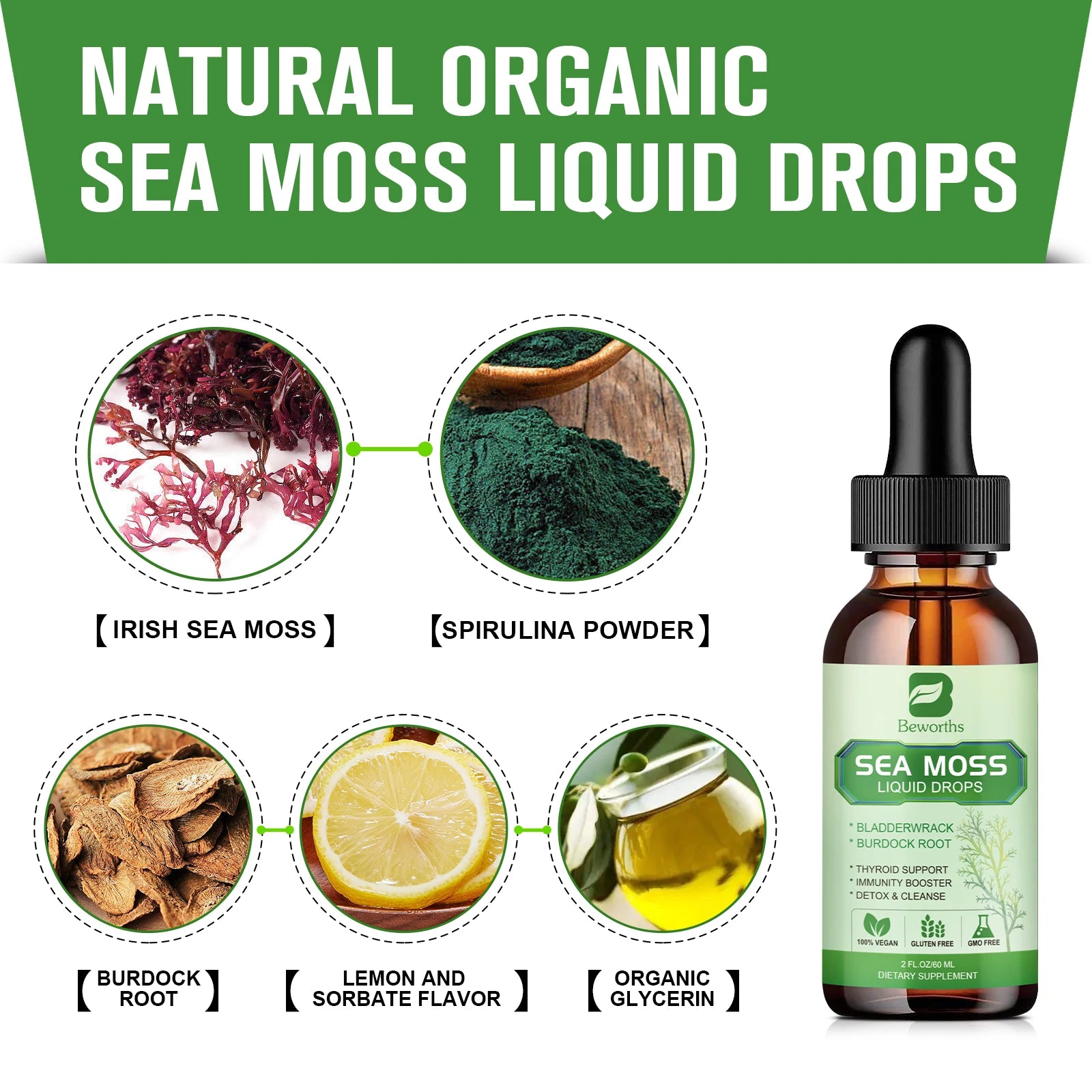 BEWORTHS 100% Organic Sea Moss Drop