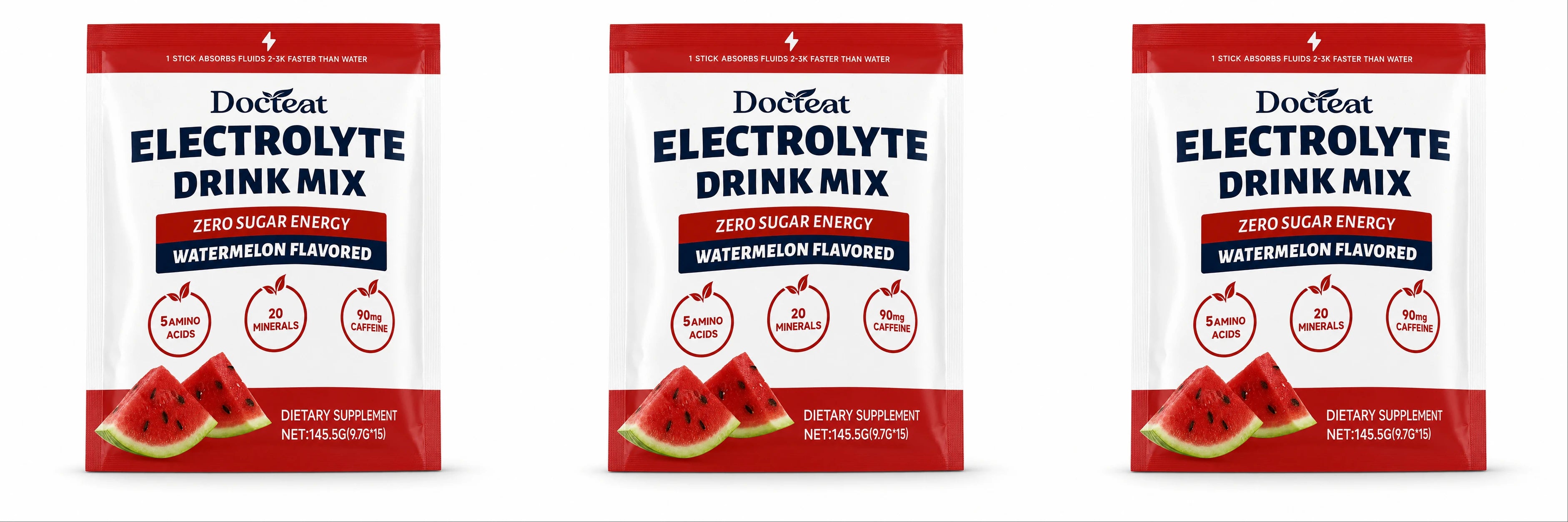 Electrolyte Drink Mix: Watermelon Flavored Zero Sugar Powder (15 Servings).