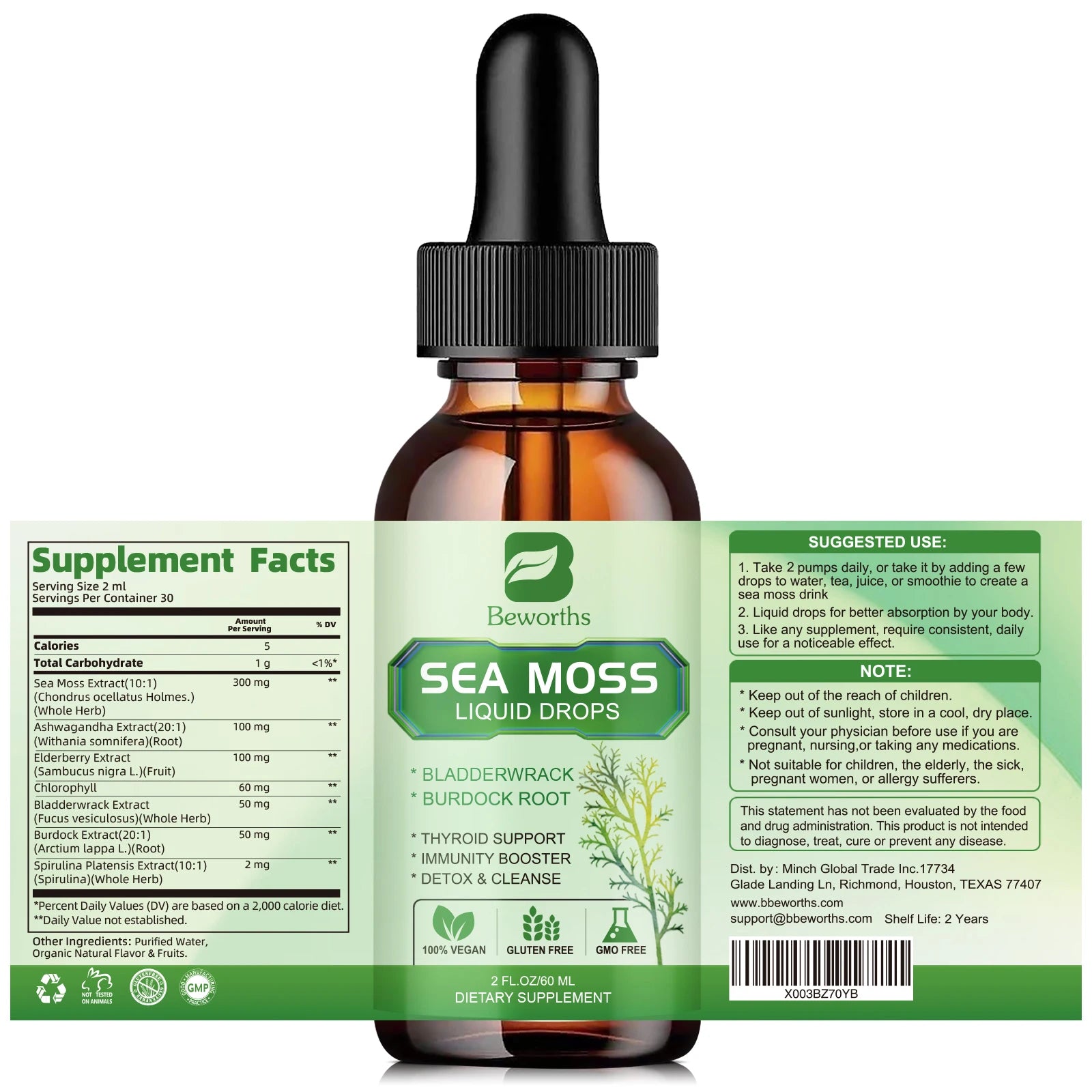 BEWORTHS 100% Organic Sea Moss Drop