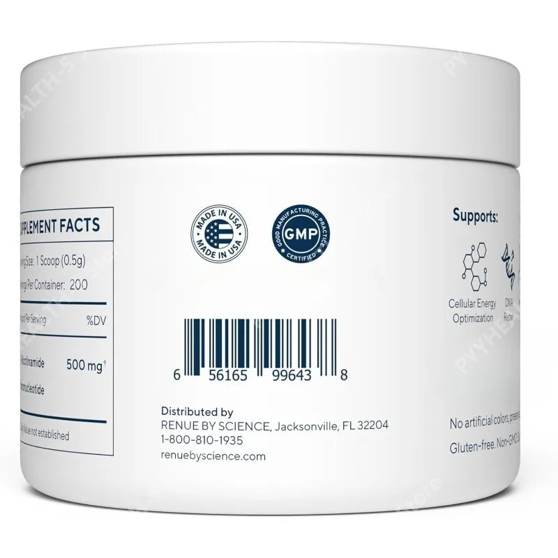 NMN 100g Powder: Pure β-Nicotinamide Powder (Supports Fast Dissolve, Vegan NAD+ Levels & Cellular Energy)