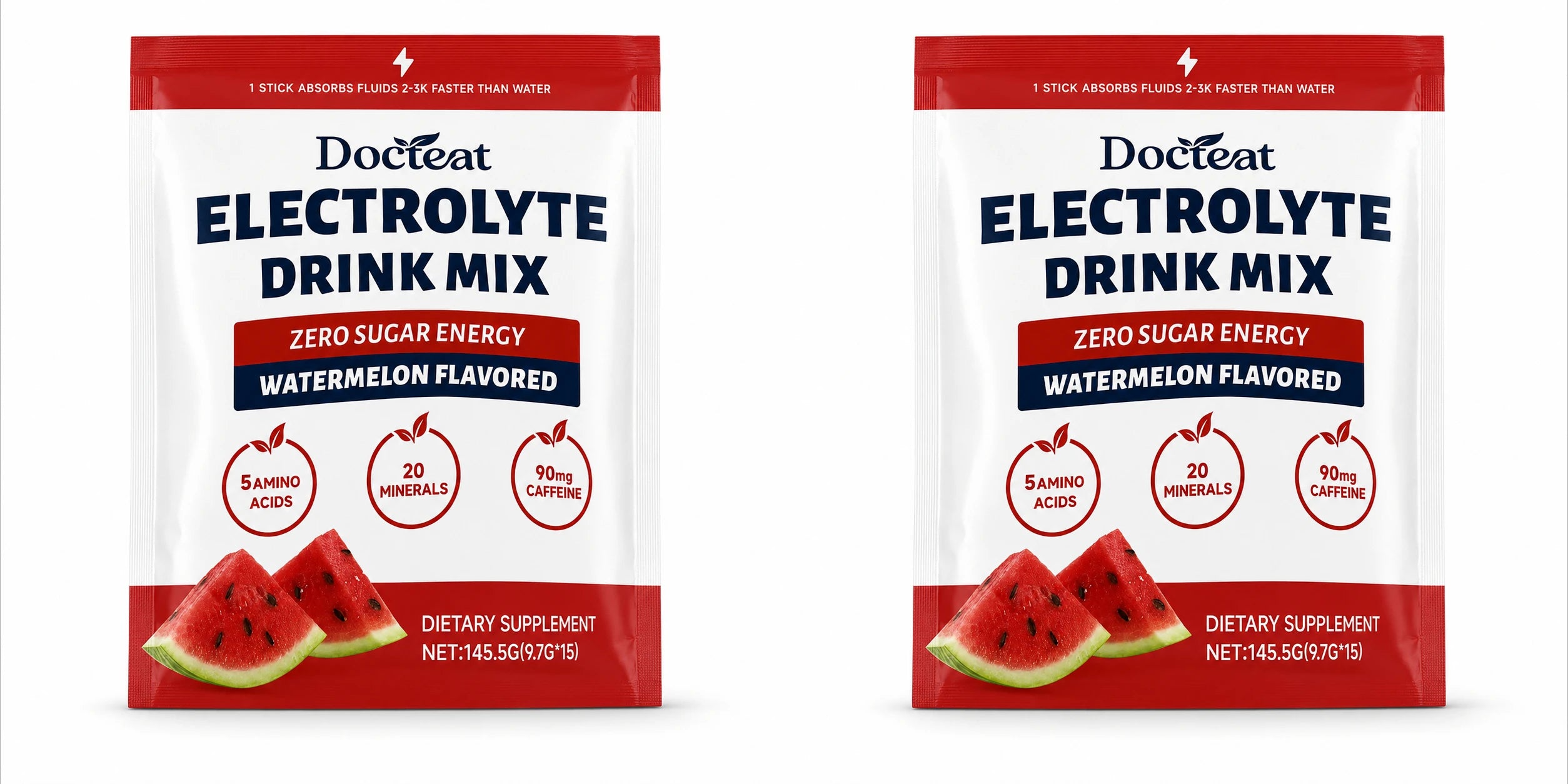 Electrolyte Drink Mix: Watermelon Flavored Zero Sugar Powder (15 Servings).
